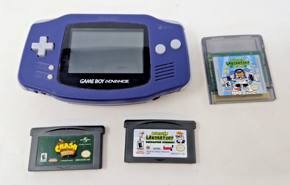 Nintendo Game Boy Advance Console/Indigo AGB-001 w/Games/Tested/ Authentic